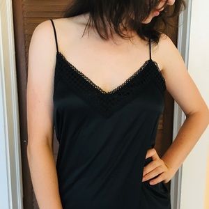 ZARA Black Silky Textured Slip Dress